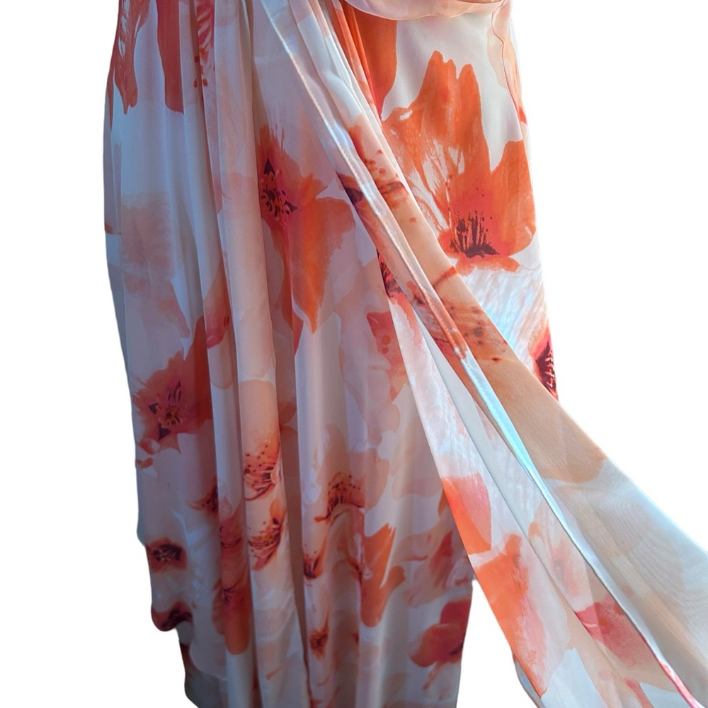 Eliza j fairycore floral romantic layer flowy maxi sz 4 dress whimsical coral - Picture 6 of 16